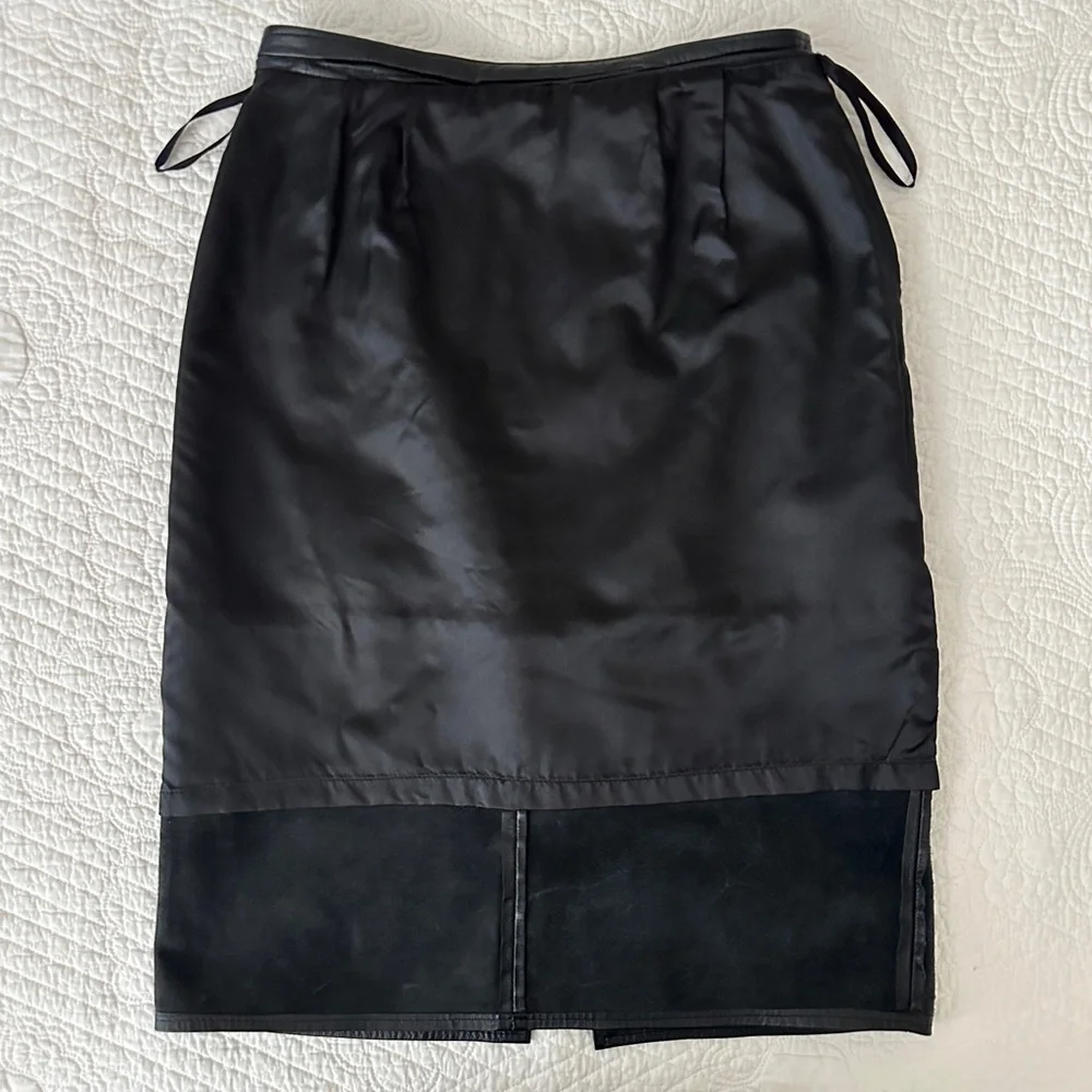 Vintage 80s Pia Rucci Black Leather Pencil Skirt Women’s - Picture 10 of 11